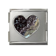 Black Marble Abstract Pattern Texture Mega Link Heart Italian Charm (18mm)