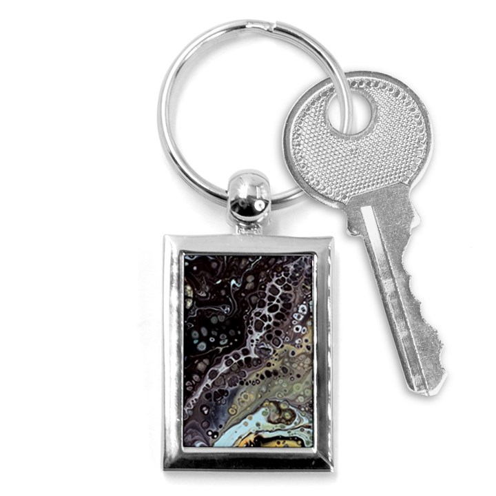 Black Marble Abstract Pattern Texture Key Chain (Rectangle)