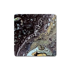 Black Marble Abstract Pattern Texture Square Magnet by Jancukart