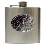 Black Marble Abstract Pattern Texture Hip Flask (6 oz) Front