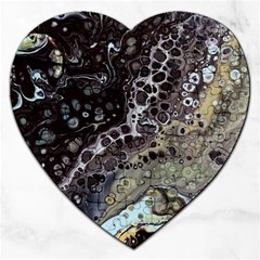 Black Marble Abstract Pattern Texture Jigsaw Puzzle (heart) by Jancukart