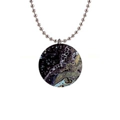 Black Marble Abstract Pattern Texture 1  Button Necklace