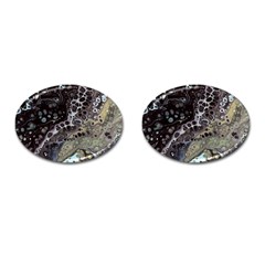 Black Marble Abstract Pattern Texture Cufflinks (oval)