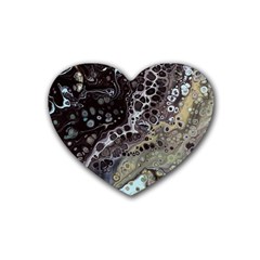 Black Marble Abstract Pattern Texture Rubber Coaster (heart)