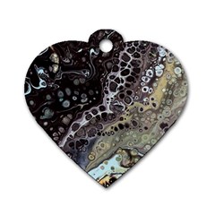 Black Marble Abstract Pattern Texture Dog Tag Heart (one Side)