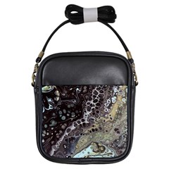 Black Marble Abstract Pattern Texture Girls Sling Bag