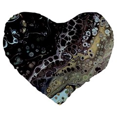 Black Marble Abstract Pattern Texture Large 19  Premium Heart Shape Cushions