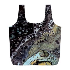 Black Marble Abstract Pattern Texture Full Print Recycle Bag (l)