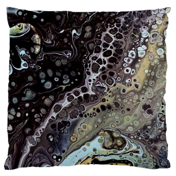 Black Marble Abstract Pattern Texture Large Premium Plush Fleece Cushion Case (Two Sides)