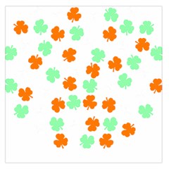 St Patricks Day T- Shirt Green White Orange Shamrock Pattern T- Shirt Square Satin Scarf (36  x 36 )