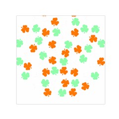 St Patricks Day T- Shirt Green White Orange Shamrock Pattern T- Shirt Square Satin Scarf (30  x 30 )