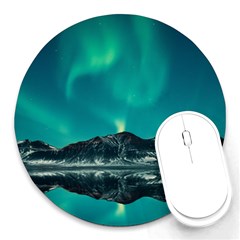 Blue And Green Sky And Mountain Round Mousepad