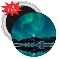 Blue And Green Sky And Mountain 3  Magnets (10 Pack) 