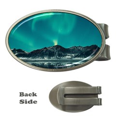 Blue And Green Sky And Mountain Money Clips (oval) 