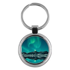 Blue And Green Sky And Mountain Key Chain (round)