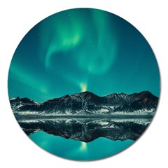 Blue And Green Sky And Mountain Magnet 5  (round) by Jancukart