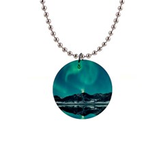 Blue And Green Sky And Mountain 1  Button Necklace