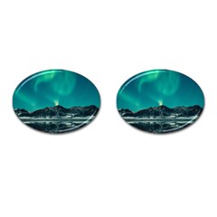 Blue And Green Sky And Mountain Cufflinks (oval) by Jancukart