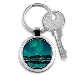 Blue And Green Sky And Mountain Key Chain (round)