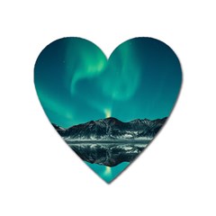 Blue And Green Sky And Mountain Heart Magnet