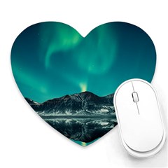 Blue And Green Sky And Mountain Heart Mousepad