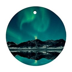 Blue And Green Sky And Mountain Round Ornament (two Sides)