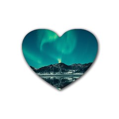 Blue And Green Sky And Mountain Rubber Coaster (heart)