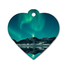 Blue And Green Sky And Mountain Dog Tag Heart (one Side) by Jancukart