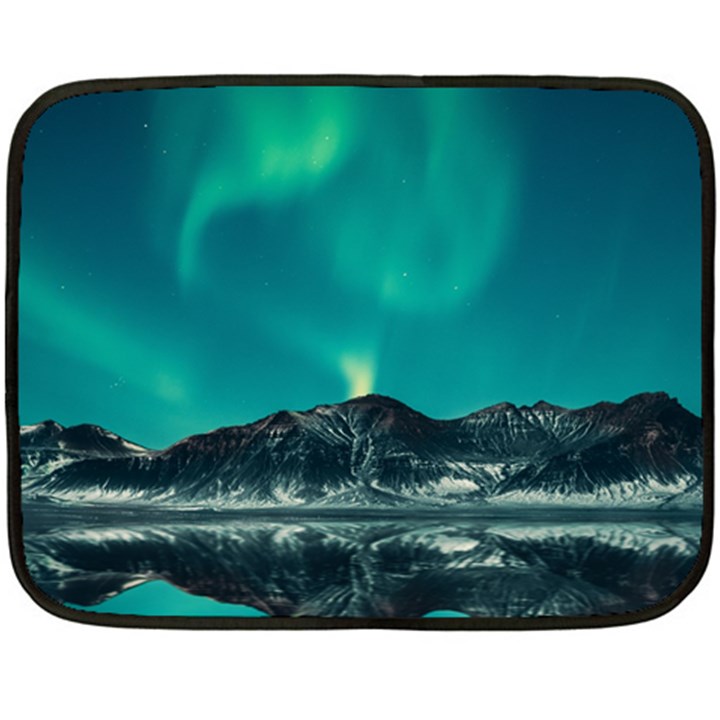 Blue And Green Sky And Mountain One Side Fleece Blanket (Mini)