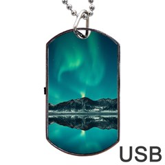 Blue And Green Sky And Mountain Dog Tag Usb Flash (one Side)