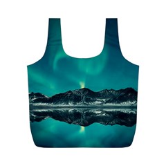 Blue And Green Sky And Mountain Full Print Recycle Bag (m)