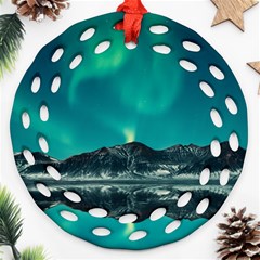 Blue And Green Sky And Mountain Ornament (round Filigree)