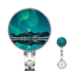 Blue And Green Sky And Mountain Stainless Steel Nurses Watch