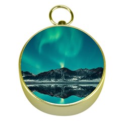 Blue And Green Sky And Mountain Gold Compasses