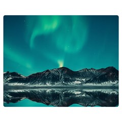 Blue And Green Sky And Mountain Premium Plush Fleece Blanket (medium)