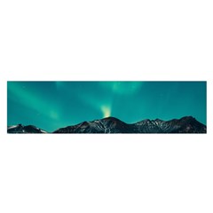 Blue And Green Sky And Mountain Oblong Satin Scarf (16  X 60 )