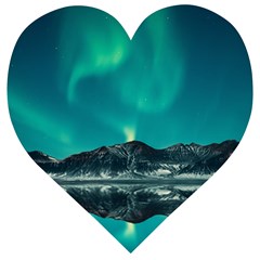 Blue And Green Sky And Mountain Wooden Puzzle Heart