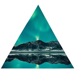 Blue And Green Sky And Mountain Wooden Puzzle Triangle by Jancukart