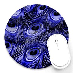 Purple Peacock Feather Round Mousepad