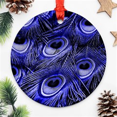 Purple Peacock Feather Ornament (round)