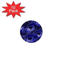 Purple Peacock Feather 1  Mini Magnet (10 Pack) 