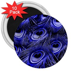 Purple Peacock Feather 3  Magnets (10 Pack) 