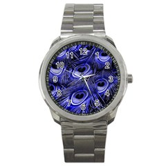 Purple Peacock Feather Sport Metal Watch