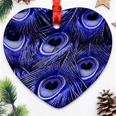 Purple Peacock Feather Heart Ornament (two Sides)