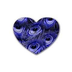 Purple Peacock Feather Rubber Heart Coaster (4 Pack)