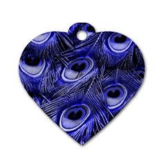 Purple Peacock Feather Dog Tag Heart (two Sides)