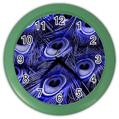 Purple Peacock Feather Color Wall Clock