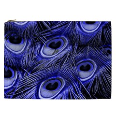 Purple Peacock Feather Cosmetic Bag (xxl)