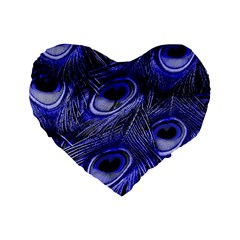 Purple Peacock Feather Standard 16  Premium Heart Shape Cushions