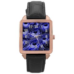 Purple Peacock Feather Rose Gold Leather Watch 